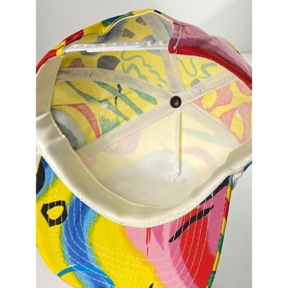 Vtg 80s Style Native American Rope Brim SnapBack Trucker Hat Yellow Multicolor - Picture 5 of 5